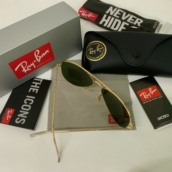 RayBan RB3025 AVIATOR Gold Frame Sunglasses 58mm - Picture 11 of 11